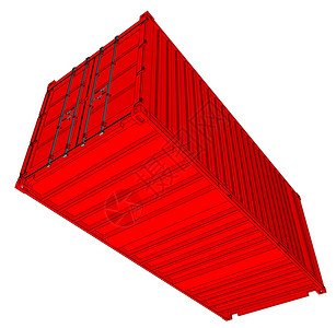 白色集装箱货物集装箱的矢量送货进口商业红色物流卡车工业仓库商品工具插画