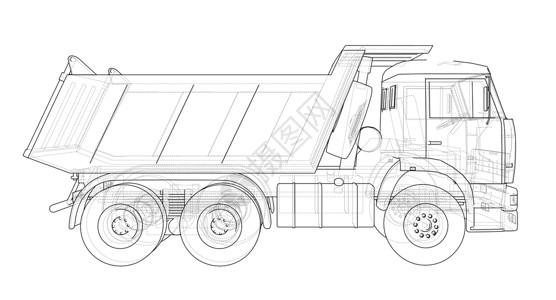 垃圾车 韦克托草图车辆液压货车商业蓝图载体小费汽车建造背景图片