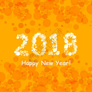 光晕散景2018 年新年快乐 夏季橙色背景上的散景和镜头光晕图案金子橙子横幅艺术镜片网站墙纸太阳耀斑闪光插画