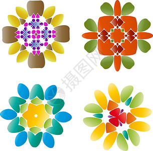 美丽的五颜六色的花装饰品创造力手绘划痕刷子书法花朵艺术品框架插图螺旋形背景图片