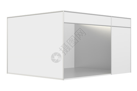 空白的展台 在白色背景上隔离的 3d 渲染摊位商业营销贸易展示广告柜台盒子标准推介会背景图片