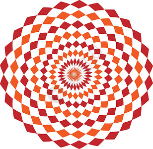 橙色图案简单的几何图案与菱形 橙色和红色万花筒矢量曼荼罗艺术风格冥想卡片坛城装饰品插画