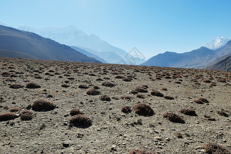 道拉吉里具有植被岛屿的山地平原高原地面旅游峡谷山脉地质阴霾雪顶高山天空高度背景