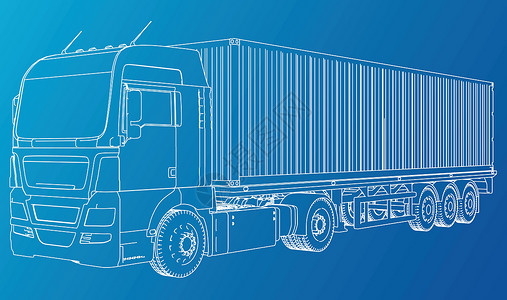 矢量卡车 抽象绘图 线框  EPS10 格式 矢量创建的 3d柴油机汽车车辆货车物流商业蓝图船运拖拉机盒子背景图片
