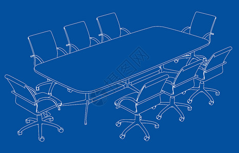 带椅子的会议桌素描万科家具绘画草图环境桌子涂鸦方案办公室谈判扶手椅背景图片