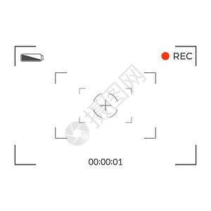 白色和黑色取景器相机记录 现代相机对焦屏 插画展示框架录音机软件电影凸轮相机架屏幕数字时间背景图片