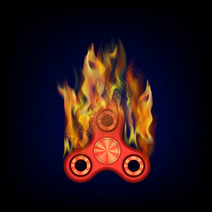 三叶指尖陀螺燃烧的红色设计图片