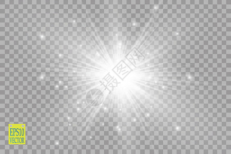 星星透明发光效果 在透明背景上闪闪发光的星暴 矢量图艺术阳光射线辐射星星火花褪色太阳插图光束设计图片