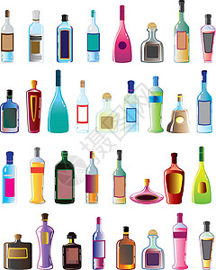 伏特加玻璃瓶基本矢量酒精瓶插画