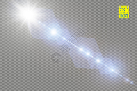 太阳阳光效果矢量透明阳光特殊镜头光晕光效果 与光芒和聚光灯的太阳闪光晴天星光强光星星活力镜片天气射线插图蓝色插画