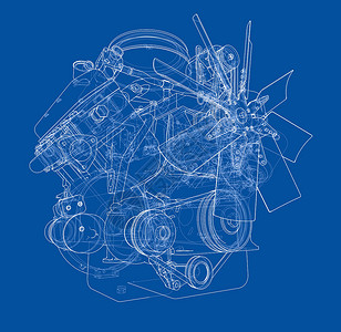 发动机草图 韦克托墨水草稿项目机械打印齿轮蓝图绘画工程插图背景图片