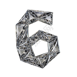 水晶三角字体编号 Six 6 3D婚礼插图数字奢华棱镜卡片魅力宝藏钻石多边形背景图片