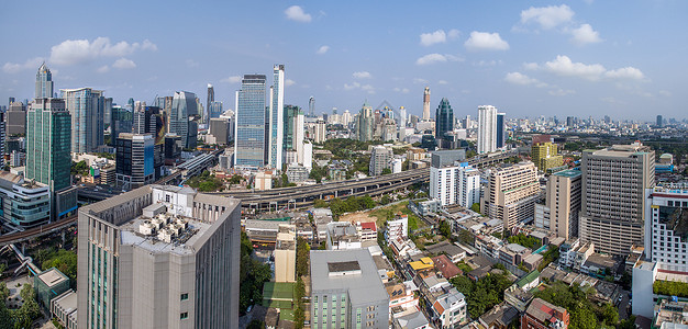 曼谷市全景 苏胡姆维特路和纳纳航空照片高清图片