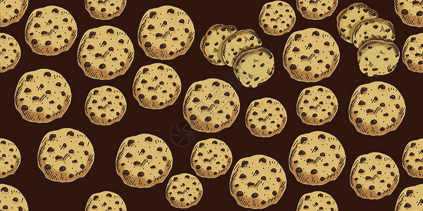 矢量插图 可爱的无缝模式 背景巧克力薯片饼干 食品模式背景图片