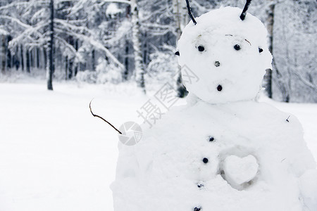 冬季公园的雪人风景森林白色背景图片