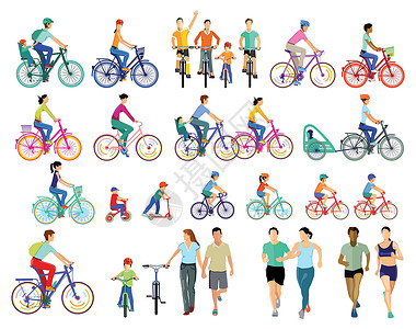 它制作图案的骑自行车者组背景图片