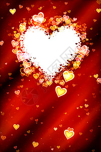 红色心形框架插图黄色浪漫白色黑色背景图片