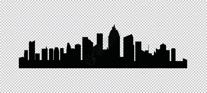 黑色城市素材一组矢量城市剪影财产邻里黑色街道白色艺术景观横幅首都市中心插画