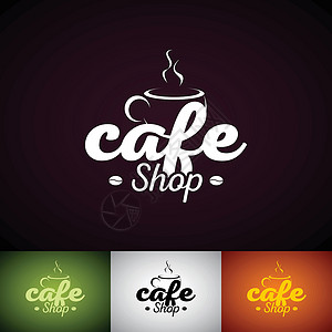 颜色标志咖啡杯矢量标志设计模板 各种颜色的 Cofe Shop 标签插图集插图打印食物咖啡店餐厅艺术味道邮票店铺咖啡插画