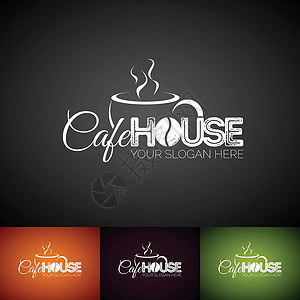 标志颜色咖啡杯矢量标志设计模板 各种颜色的 Cofe Shop 标签插图集食物味道打印商业咖啡屋种子店铺咖啡店徽章邮票插画