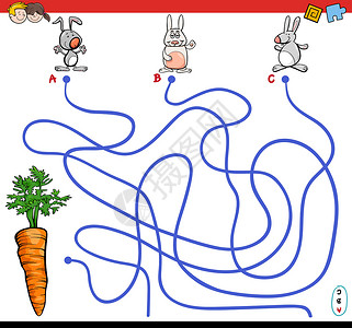 饥饿游戏兔子和卡罗的路径迷宫游戏插画