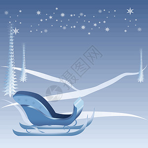 蓝圣诞 有雪橇背景图片