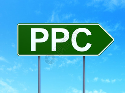 营销概念 道路标志背景PPC背景图片