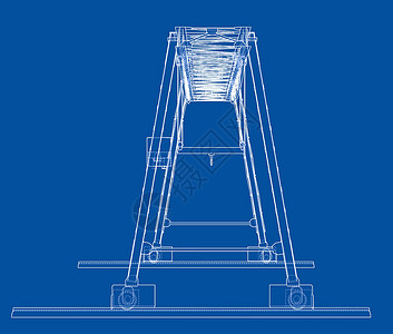 格式塔龙门吊 线框 矢量 EPS10 格式铁轨金属裁剪绘画货运力量起重机生长龙门架技术插画