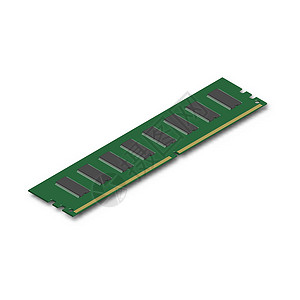 详情暗调3D 矢量图中的 RAM 模块芯片硬件技术绘画电脑绿色笔记本材料插图等距插画