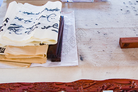中文书写台写作卷轴墨水精神历史历史性画笔工匠艺术书法背景图片