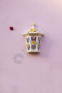 街道轻陶瓷封面黏土陶器精神店铺昆虫手工工匠粉色瓢虫风格背景图片