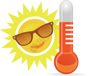 额温计在温度温度计旁边的太阳镜里 微笑着的热温计上插画