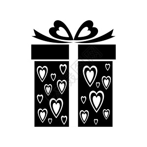 心型礼物带有心型图案的礼品图标矢量标志礼品盒插画