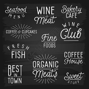 手画咖啡馆和餐馆的字母标语书法海报学校零售黑色黑板咖啡店木板餐厅饮料背景图片