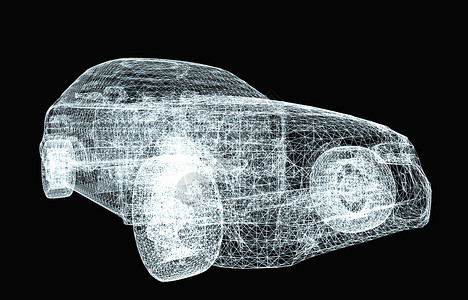 黑色背景上的汽车线框发动机力量车辆技术金属工程横幅海报艺术机器背景图片