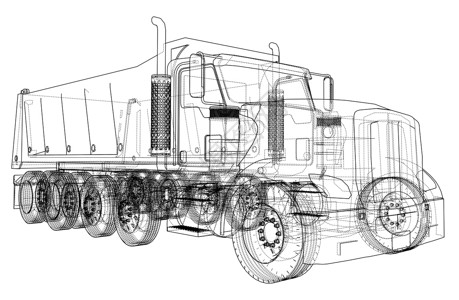 欧洲柴油机欧洲卡车概述 vecto货运货车船运卡通片蓝图草图运动墨水车轮绘画插画