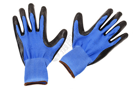 蓝色防护手套棉布工具劳动衣服家庭纺织品工业黑色建造手指背景图片