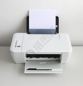 打印机家用压缩家用打印机激光桌子机器打印按钮外设复印机白色喷墨床单背景