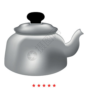 银茶壶茶壶图标插图颜色填充样式设计图片
