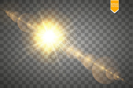 太阳阳光效果矢量透明阳光特殊镜头光晕光效果 与光芒和聚光灯的太阳闪光魔法强光镜片天气天空晴天耀斑辉光天堂星星插画
