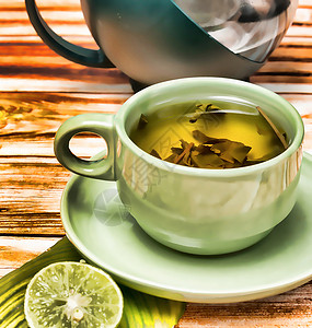 茶点心餐厅和咖啡厅的茶叶刷新代表食堂点心咖啡店咖啡馆青柠水果茶点绿茶背景