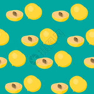 抽象的无缝背景设计布纹理与 abui 水果元素 具有小形状的创意无尽织物图案果实黄色情调植物白色食物果味热带金色墙纸背景图片
