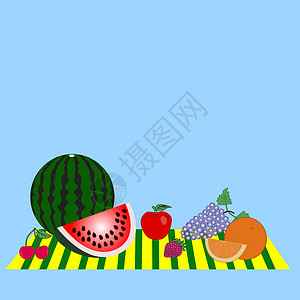 可口的西瓜由成熟水果组成的静物设计图片