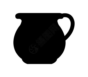 老作坊陶瓷花瓶 ico黏土产品古董店铺黑色制品博物馆文化陶器双耳插画