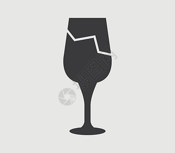 碎掉的杯子破碎的玻璃 ico白色黑色酒精插图瓶子危险休息杯子插画