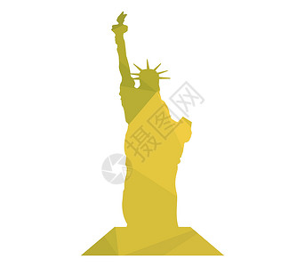 七月旅行季自由女神像图标女性雕塑自由国家艺术贴纸标签地标纪念碑爱国插画