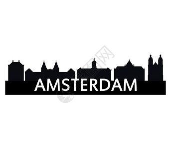 阿姆斯特丹天线插图全景房屋天际建筑天空白色市中心地平线商业设计图片