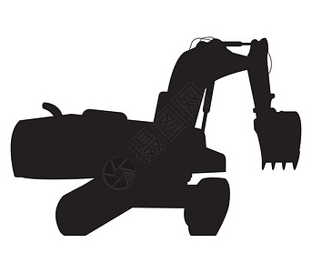 反铲挖掘机挖掘机图标石头车辆矿业煤炭工作机械力量矿物质推土机标识插画