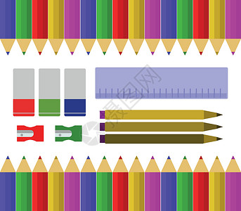 学校工具铅笔大学配件黑板风格卡片框架知识蜡笔插图背景图片