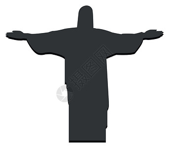 耶稣受难基督里约热内卢的图标画报地标旅行雕像宗教扁平化基督插画